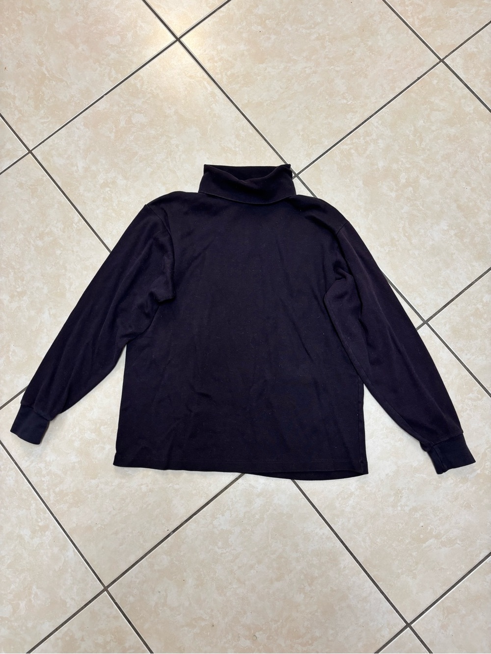 Lands' End Black Cotton Turtleneck Long Sleeve Shirt Men's Large
